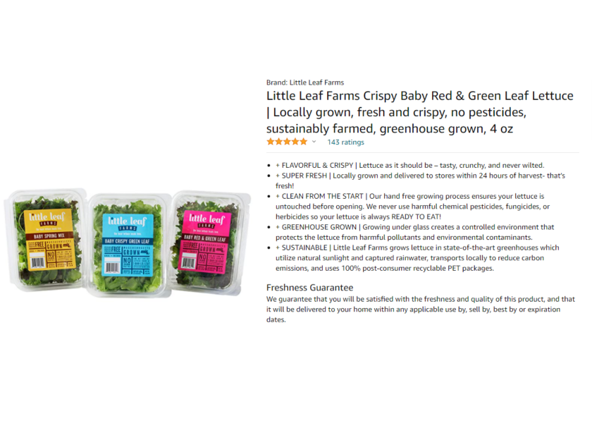 Little Leaf Farms salads available through Amazon Fresh The Packer