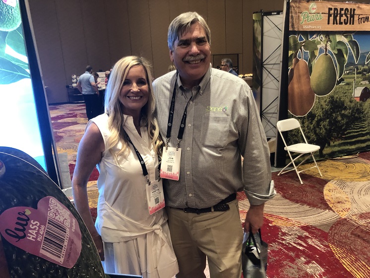  Kristyn Lawson, sales and marketing for Luv Fruits, with John Pandol, director of special projects with Pandol Bros., Delano, Calif.