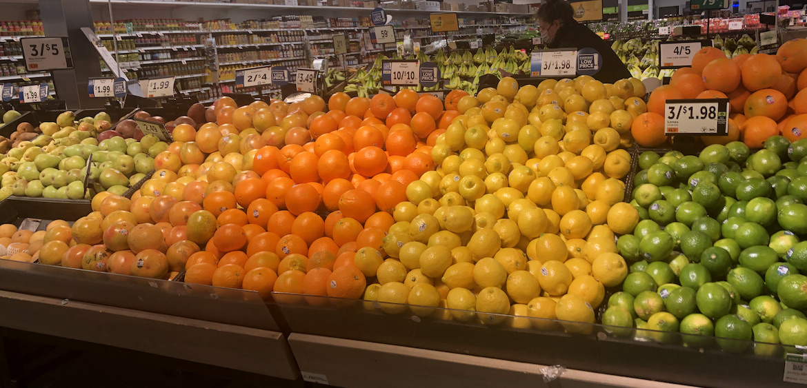  The citrus section was as vivid as ever.