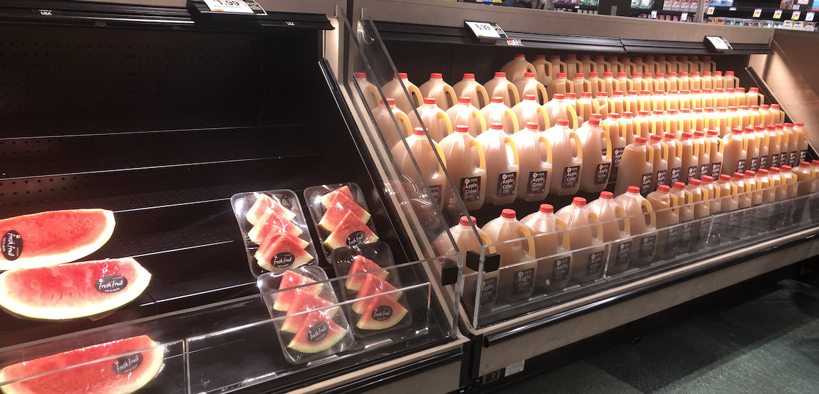  This watermelon case was the emptiest of all areas.