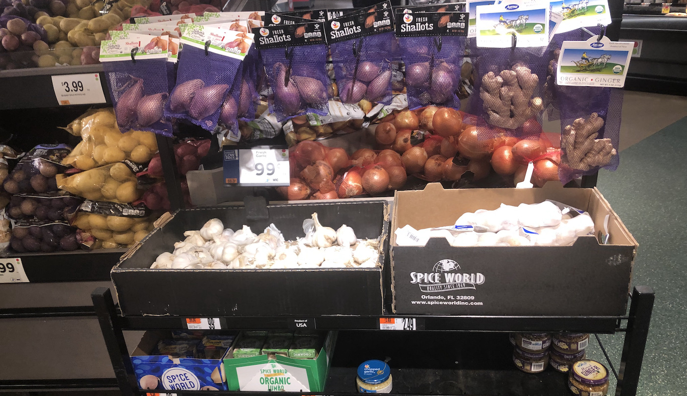  The garlic and shallot section had whole and jarred options.