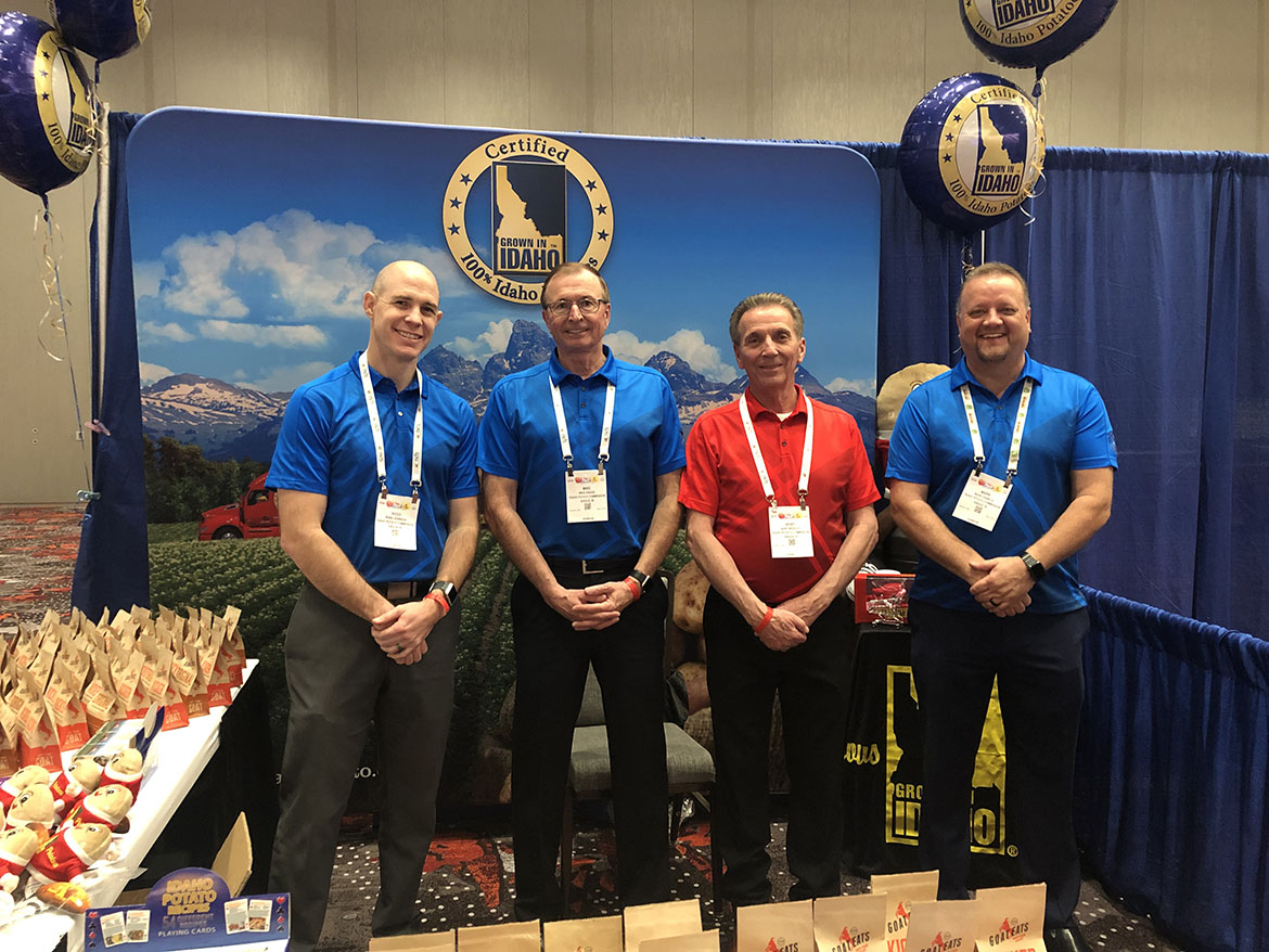  The Idaho Potato Commission team was on hand to entice NGA attendees with bags of potato chips made from real Idaho potatoes and its trademark whimsical swag. The team (from right to left) includes: Ross Johnson, Mike Krage, Kent Beesley and Mark Daniels.