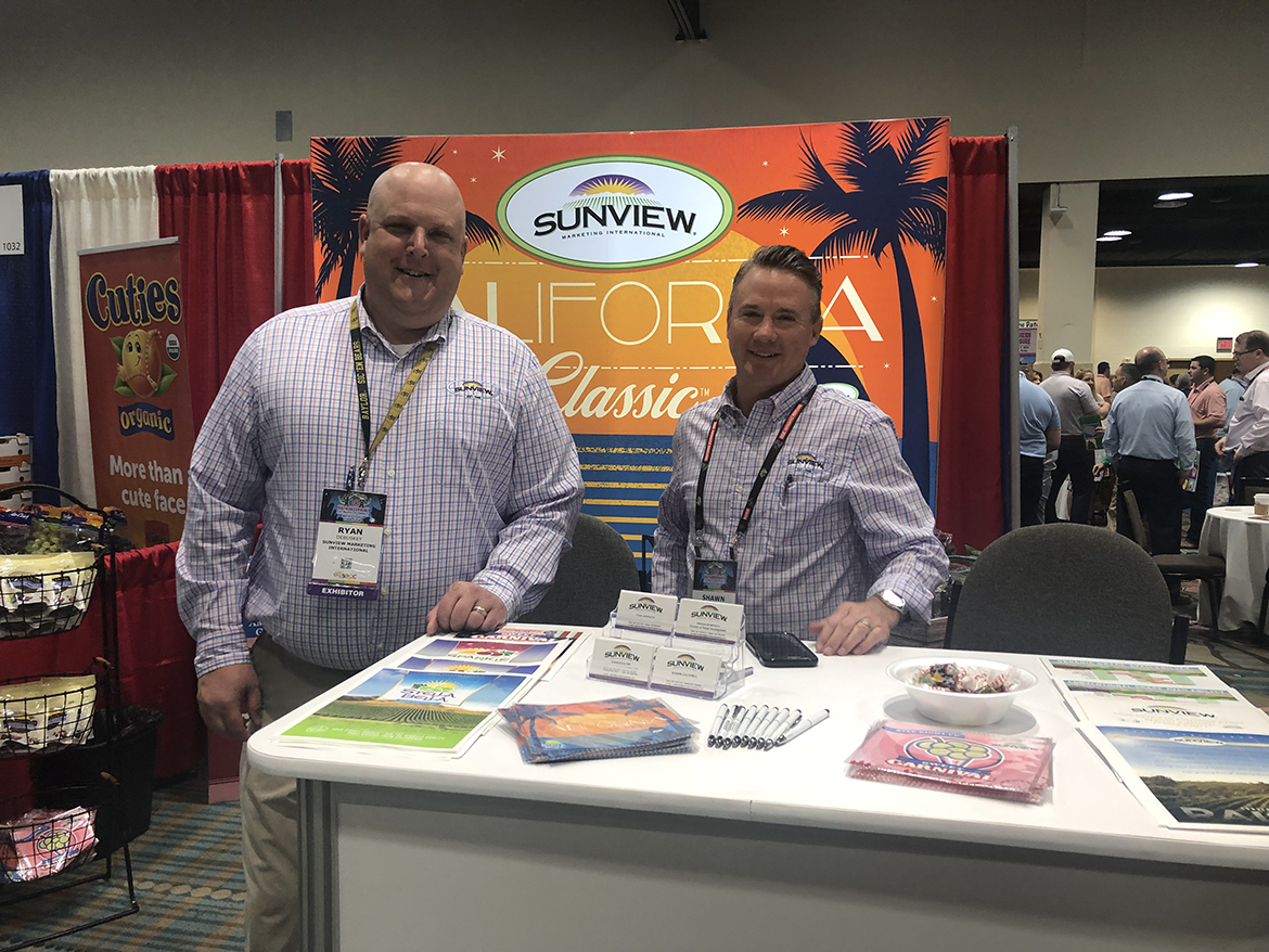  At Sunview, Vice President of Sales and Marketing Mitch Wetzel revealed that the company will debut two red grape varieties later this year. Also at the booth and ready to talk California grapes was Sunview’s Ryan Debuskey and Shawn Caldwell.
