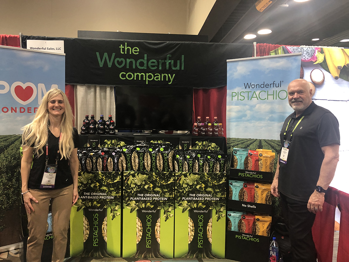  At The Wonderful Company, Kat Hulstrand and Michael Celani featured Chili Roasted Pistachios, Sea Salt & Vinegar Pistachios, and Honey Roasted Pistachios — all without shells.
