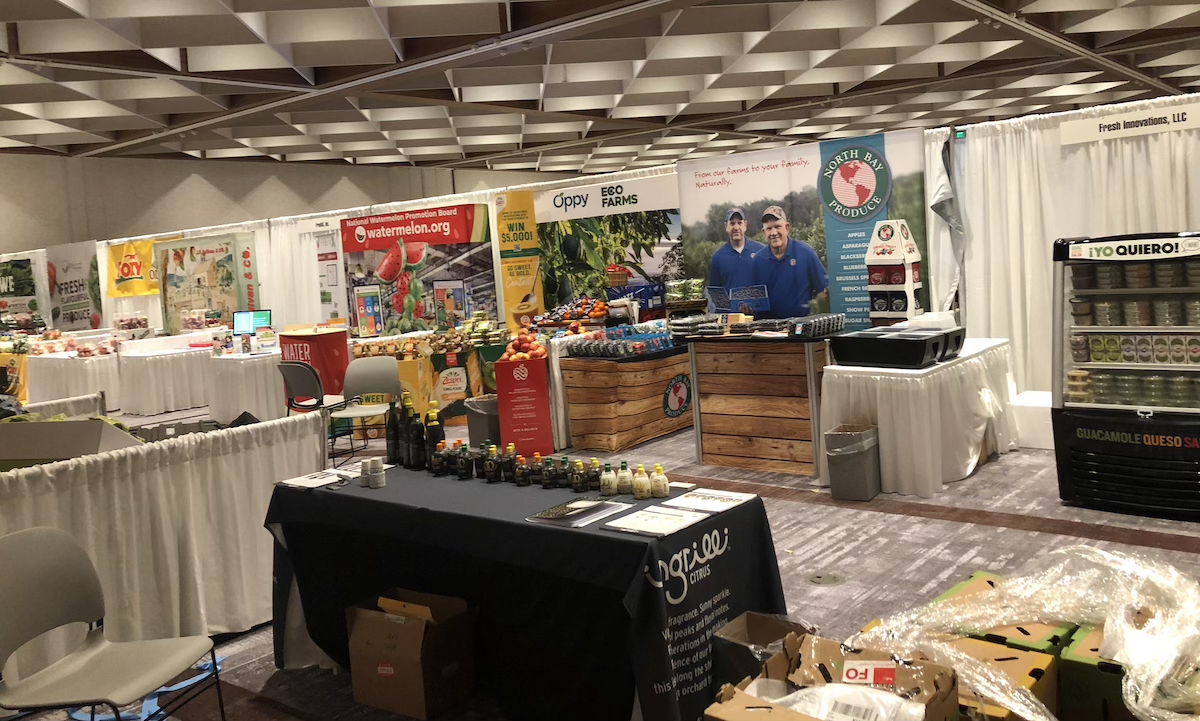  The booths are set up and aisles are empty the night before the NEPC Produce, Floral and Foodservice Expo in Boston opens its doors to the industry.