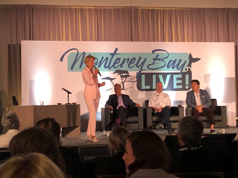  IFPA CEO Cathy Burns speaks after a July 29 chef panel at the Foodservice Conference that featured, left to right, Bruce Taylor, CEO of Taylor Farms, Michel Nischan, founder and chair of Wholesome Wave/Wholesome Crave and Vincent Huynh, co-owner and culinary director at Agricole Hospitality.