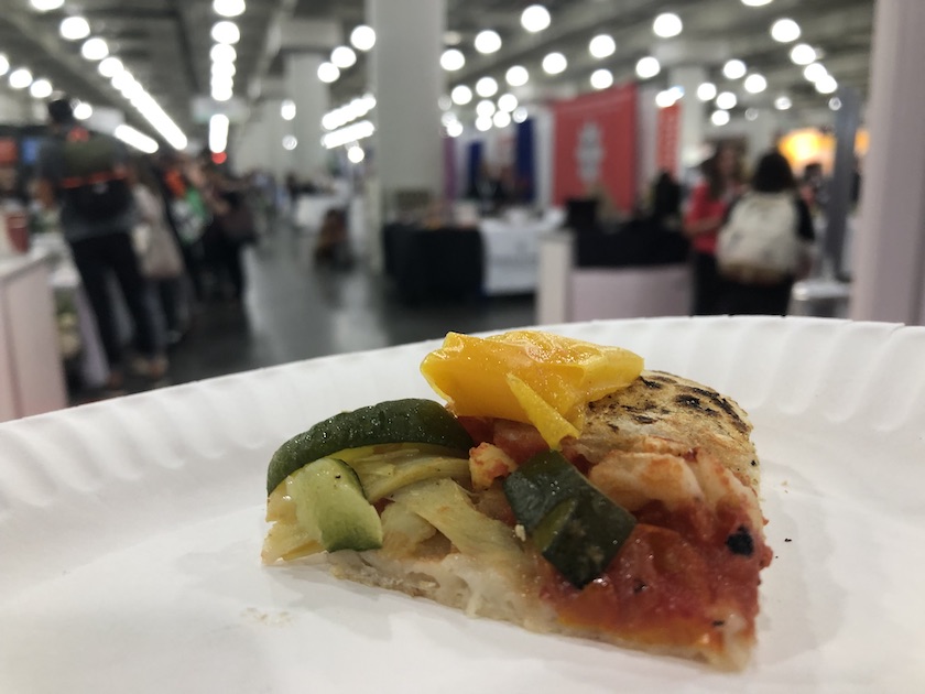  There were a lot of samples at the show, but most weren't fresh-produce, except this vegetable pizza from a New York City-based Italian restaurant exhibitor.