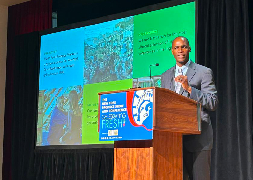  Hunts Point Produce Market CEO Phillip Grant spoke Dec. 1 at the New York Produce Show in Manhattan. He talked about the market’s importance, initiatives and need for revitalization.