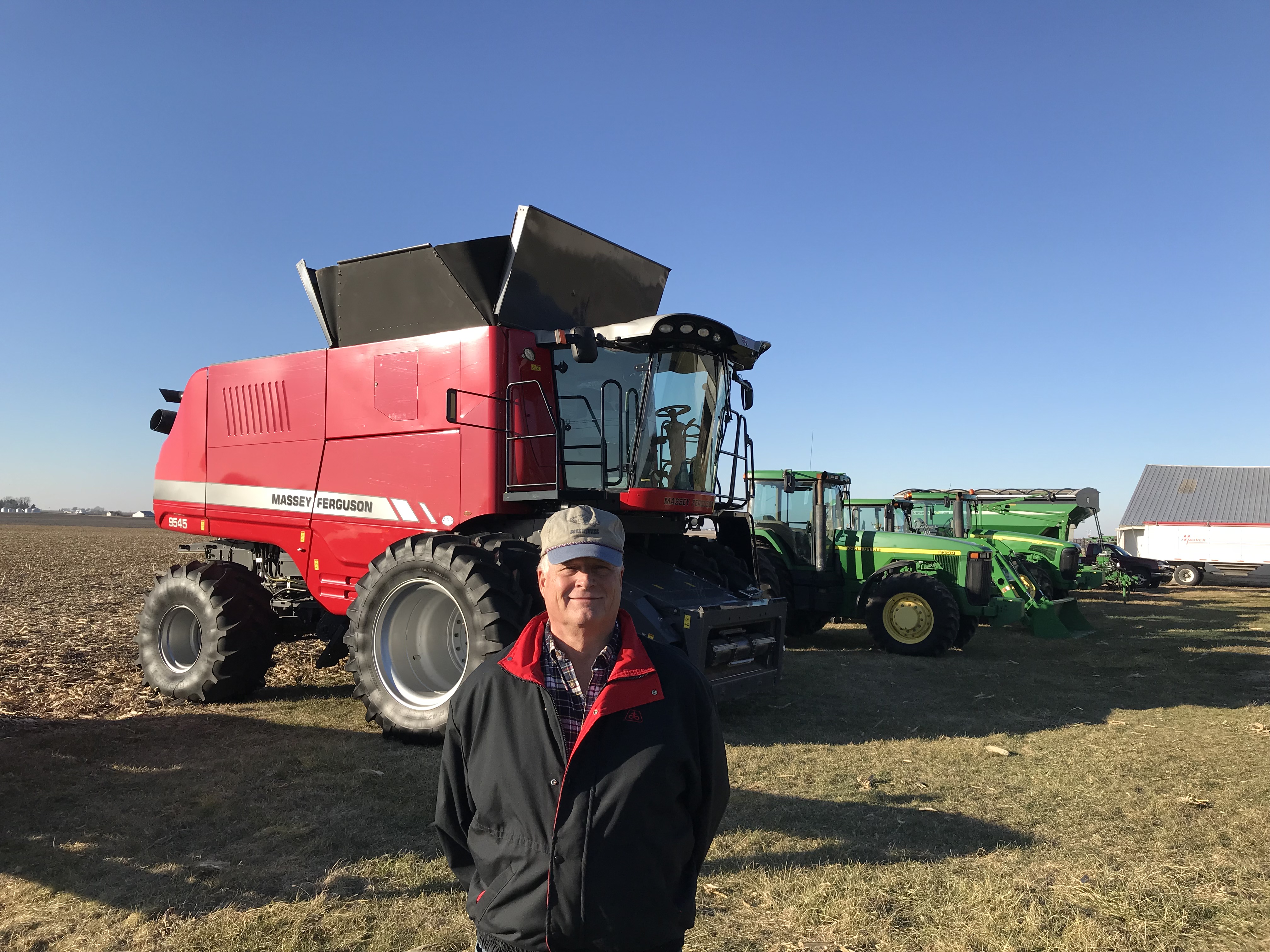 john deere combine on fire