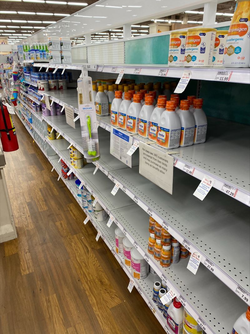 Baby formula and empty shelves