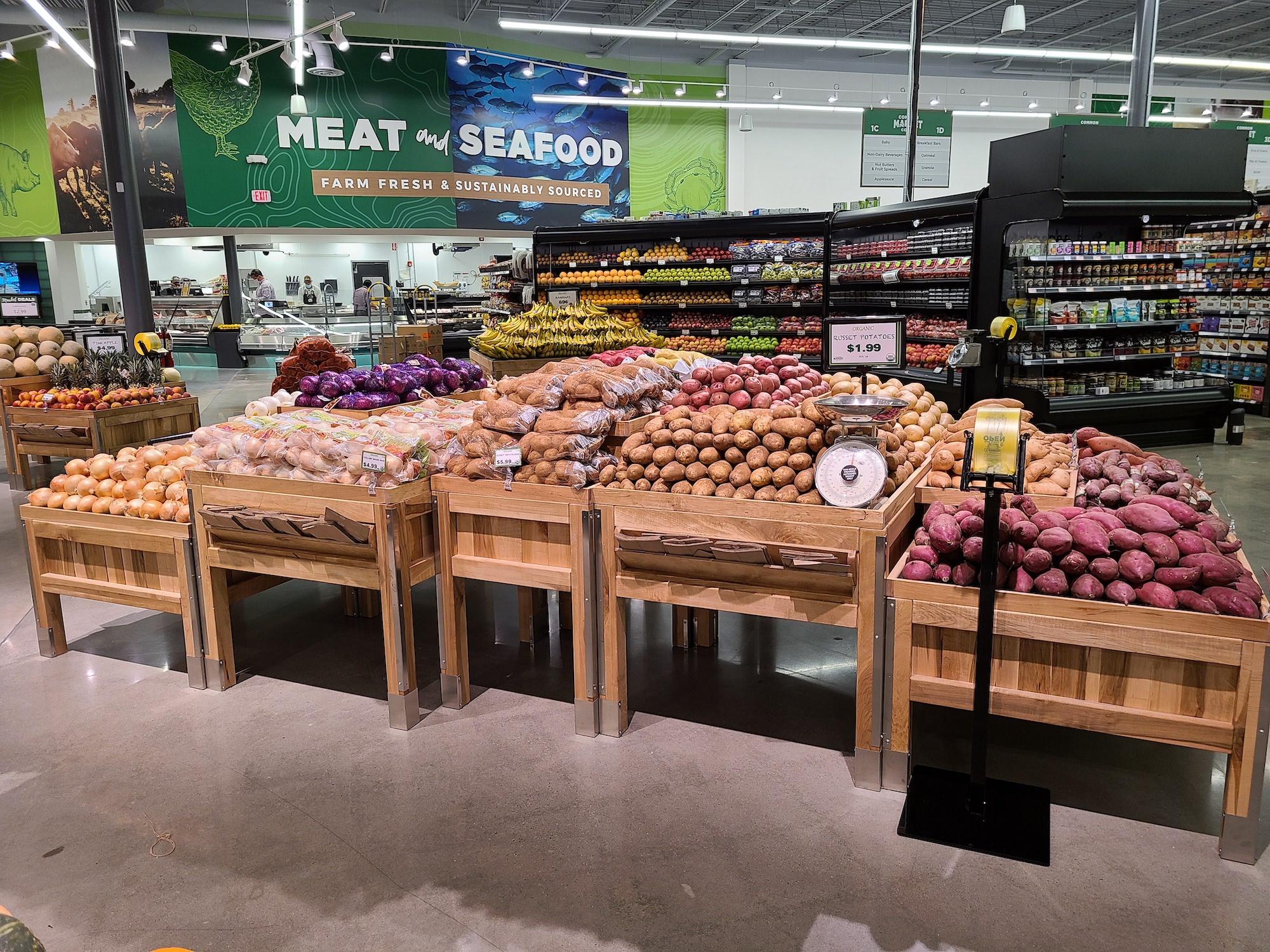 potato display in supermarket