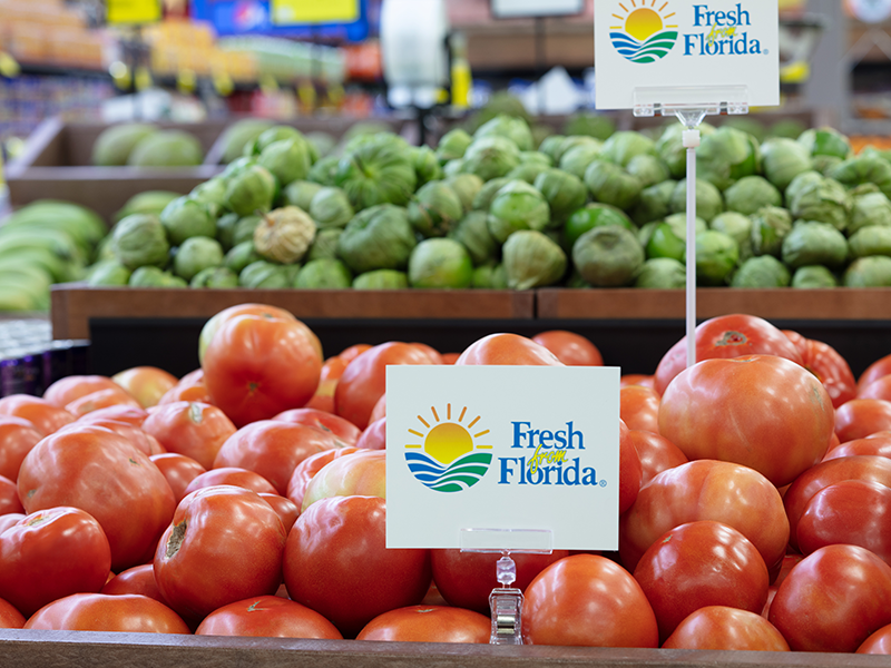Fresh From Florida tomato display bin