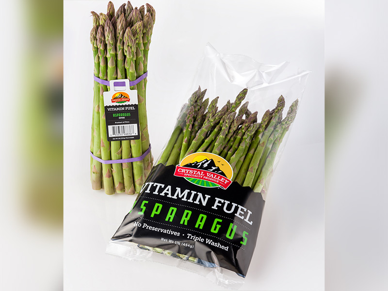 Bagged and bunched asparagus