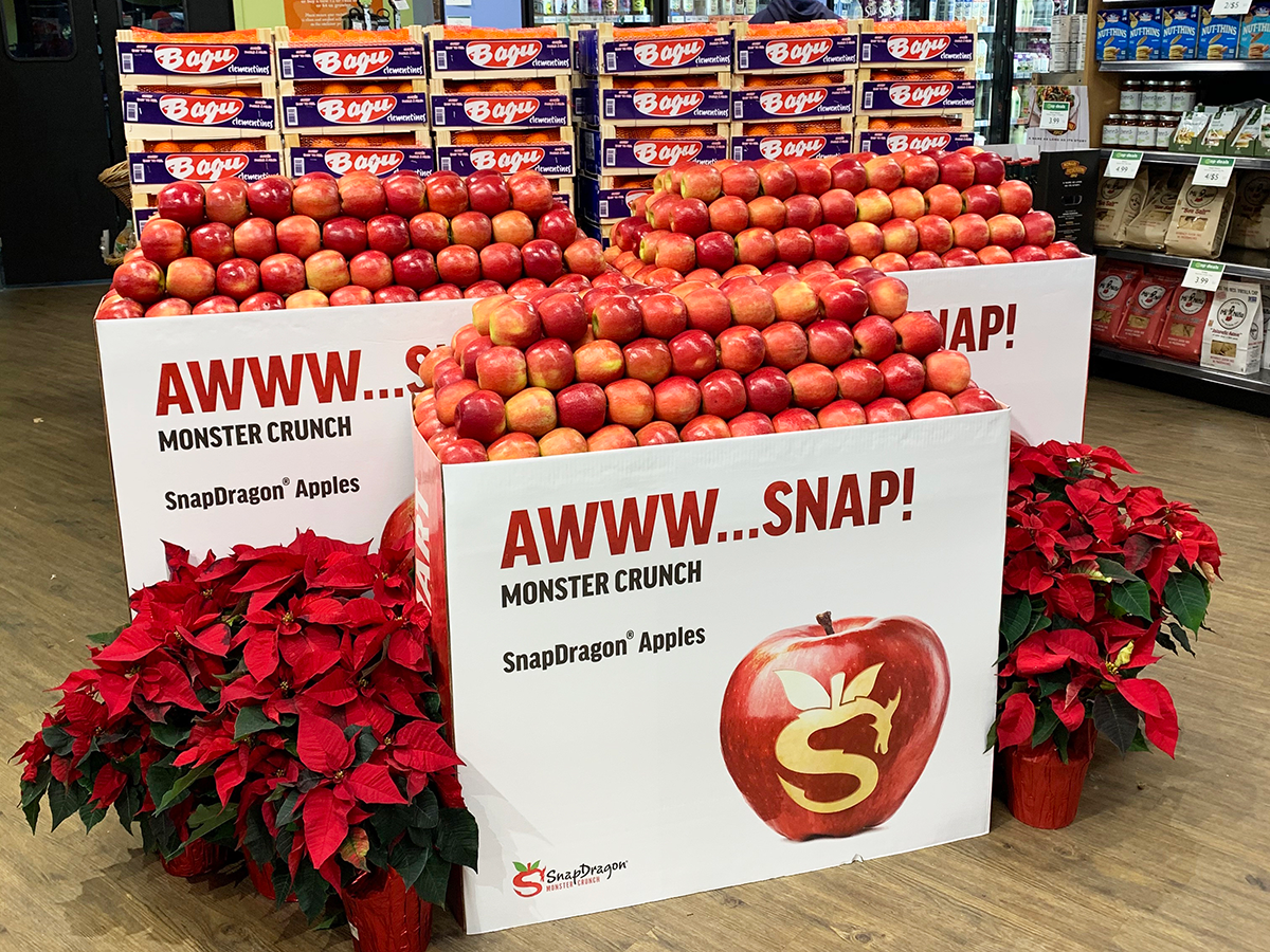 poinsettias add pop to a produce display