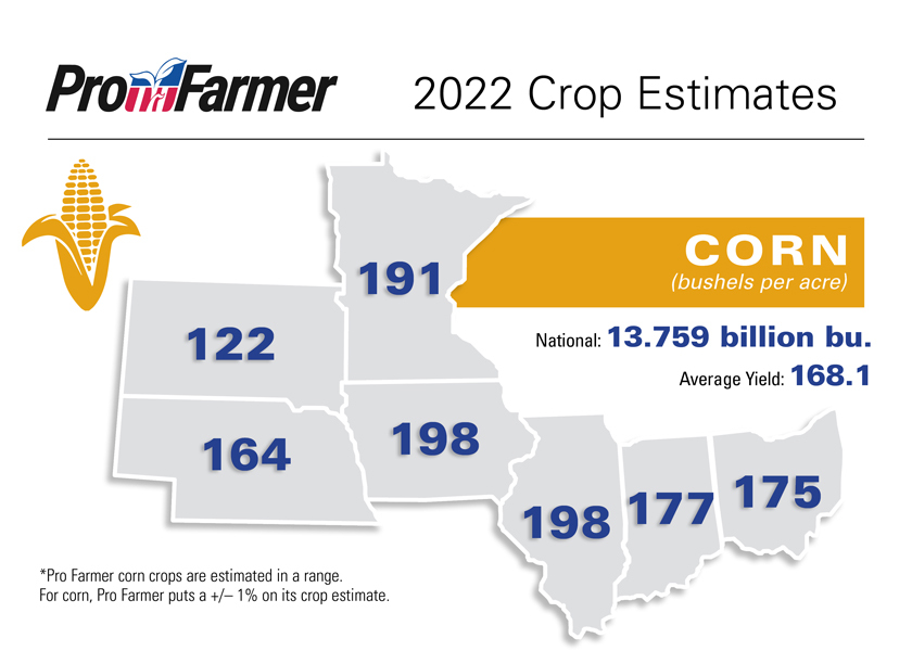 Pro Farmer Corn Yield Estimates - map