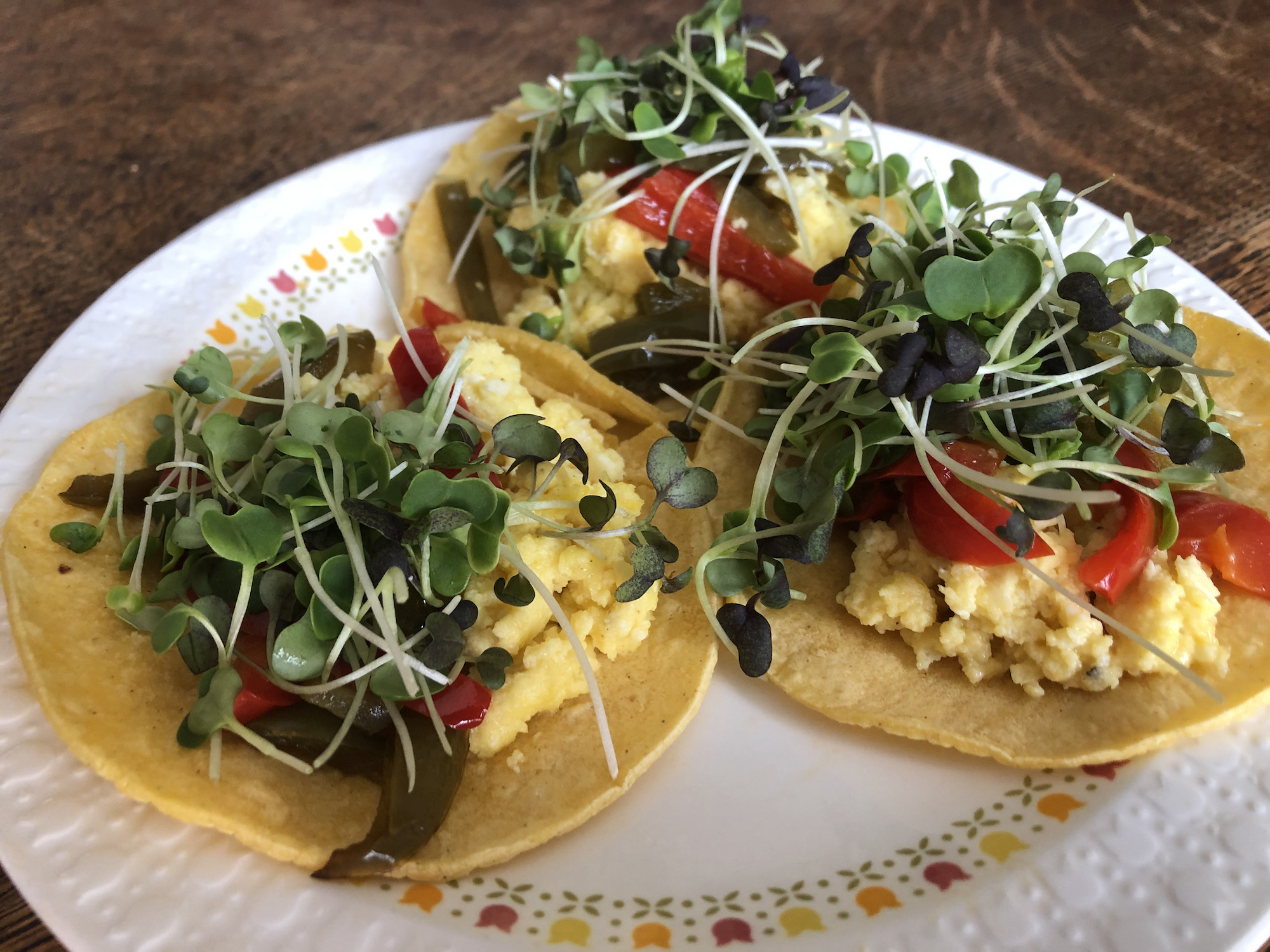 egg breakfast tacos aerofarms microgreens