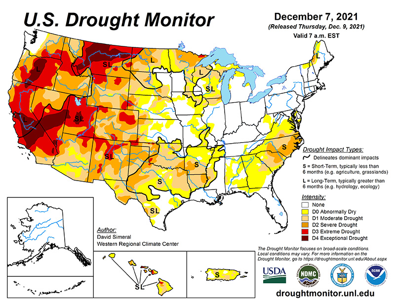 Nationally, dryness/drought conditions increased by three percentage points to 72%.