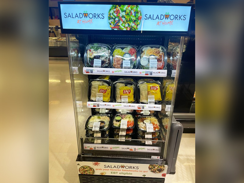 A Saladworks grab-and-go kiosk