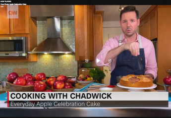 Chef Chadwick Boyd bakes a cake with Cosmic Crisp apples on CNN.