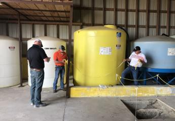 At the Ford West training facility, the ResponsibleAg auditing class is completing the bulk containment mock audit. 