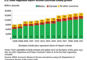 U.S. fresh vegetable imports from Mexico and Canada continue to surge, USDA reports