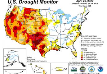 Winter wheat drought area decreases