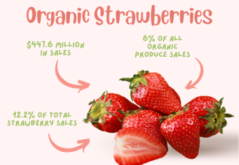 Organic strawberries account for for 12.2% of total retail strawberry sales, 6% of organic