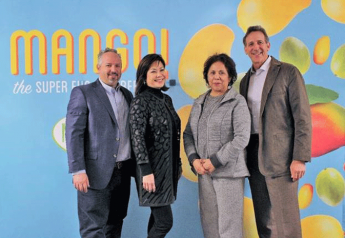 The 2018 National Mango Board officers Chris Ciruli (from left), treasurer; Joella Shiba, vice-chairwoman; Marsela McGrane, secretary; and Michael Warren, chairman, assumed their board roles at the board's recent meeting in Portland, Ore.
