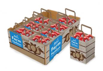 Stemilt Growers Inc. is introducing a paper tote bag this fall for apples and pears, says senior marketing manager Brianna Shales. The fruit comes pre-packaged in a displayready carton, she says, and the paper bags are 100% recyclable and feature the How2Recycle label to help shoppers properly dispose of it.