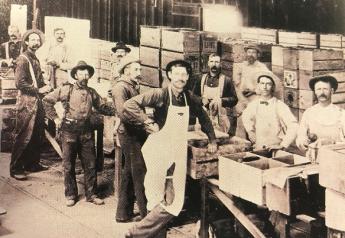 Sunkist packers take a break for a photograph at the Placentia packinghouse around the 1920s.