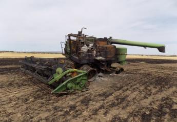 A lawsuit alleges that this combine sparked the Nena Springs Fire in Oregon in 2017.