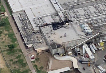 Aerial view of Tyson's fire-damaged Holcomb, Kan., facility. 