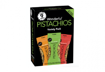 Three Wonderful Pistachios No Shells flavors available in snack box