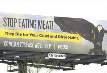 A billboard from People for the Ethical Treatment of Animals (PETA) doesn't appear to be meeting the animal rights group's goals of pushing people to a vegan diet after being installed in Kansas City, Missouri. 