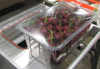 Cherries in a StePac top-seal container cuts plastic use compared to traditional clamshells 20-30%, according to the company.