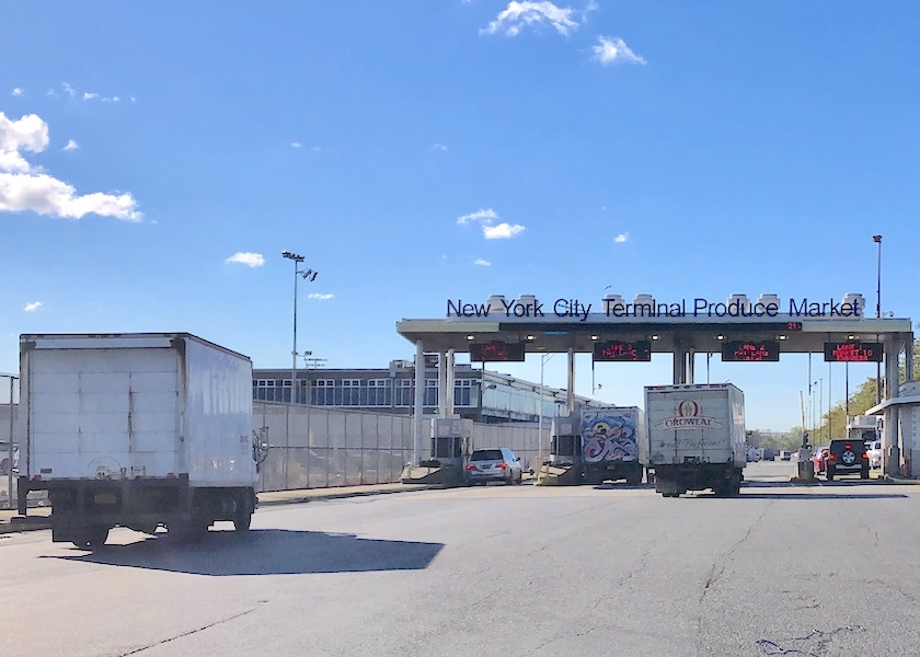 At Hunts Point Produce Market, Bronx, N.Y., converting truck refrigeration from diesel to electric is one way toward more sustainability by reducing air pollution.