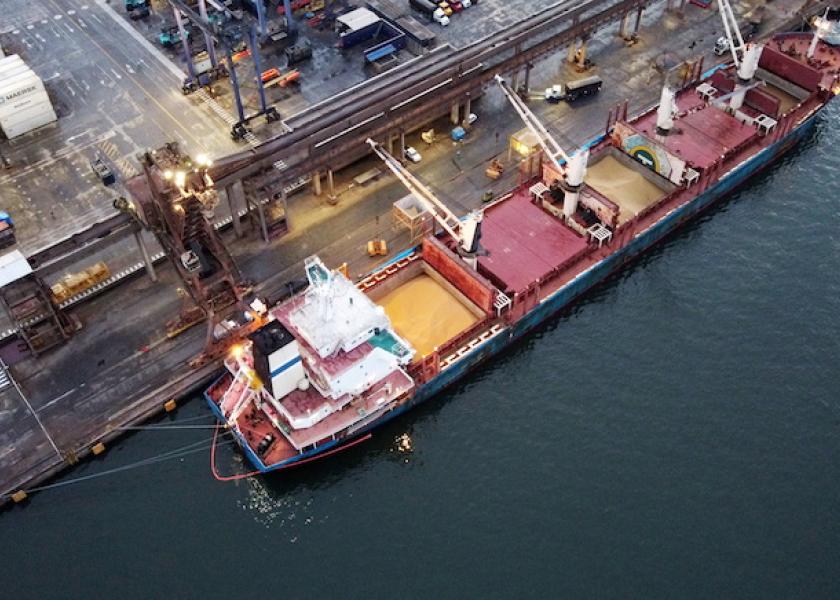 Bulk Carrier 'Discoverer' unloads U.S. soybeans at the port of Paranagua, Brazil, December 3, 2020. Picture taken December 3, 2020. Picture taken with a drone. REUTERS/Rodolfo Buhrer