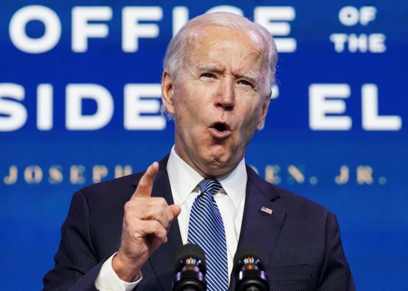 U.S. President-elect Joe Biden speaks about the violence that took place at the U.S. Capitol as he announces his Justice Department nominees at his transition headquarters in Wilmington, Delaware, U.S., January 7, 2021. 