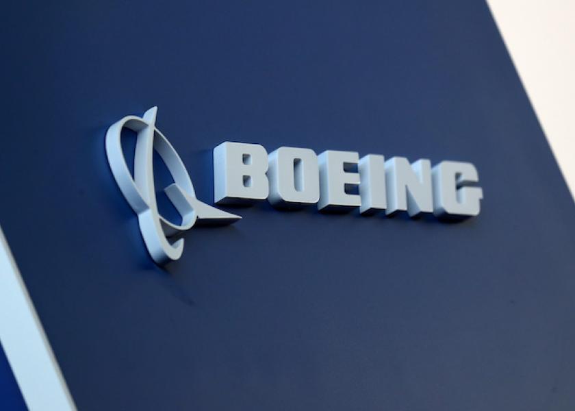 FILE PHOTO: The Boeing logo is pictured at Congonhas Airport in Sao Paulo, Brazil, August 14, 2018. REUTERS/Paulo Whitaker/File Photo