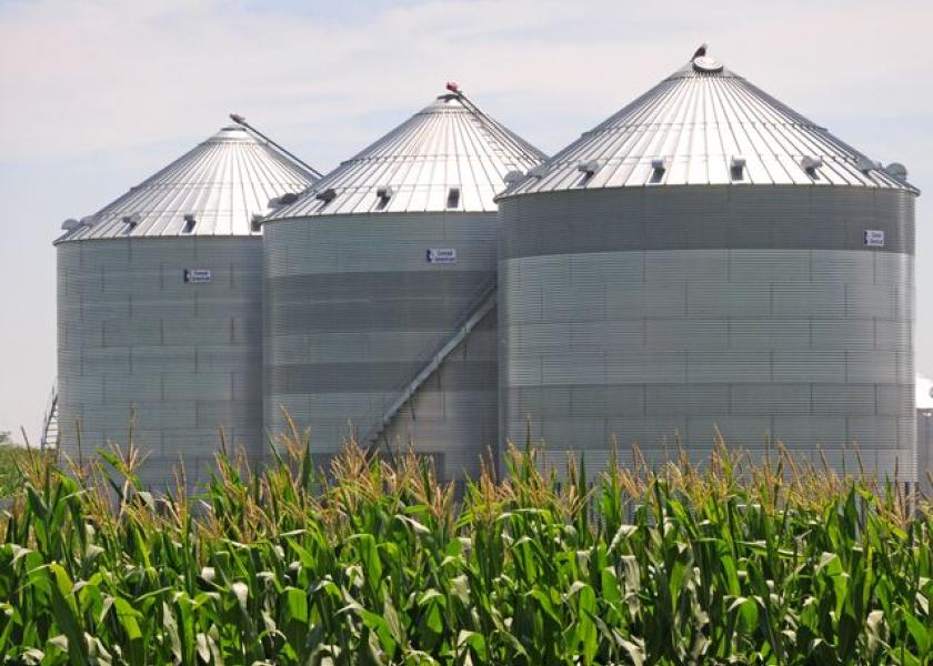 Bins in corn field
