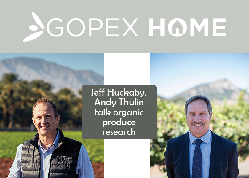 Grimmway's Jeff Huckaby and Cal Poly's Andy Thulin discussed the new Cal Poly organic center Jan. 27 at GOPEX.