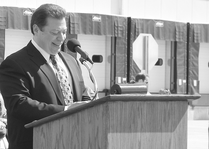 Caesar "Sonny" DiCrecchio, president and CEO of the Philadelphia Wholesale Produce Market, speaks at the market’s grand opening ceremony on March 25, 2011. In March 2021, he faces federal charges.