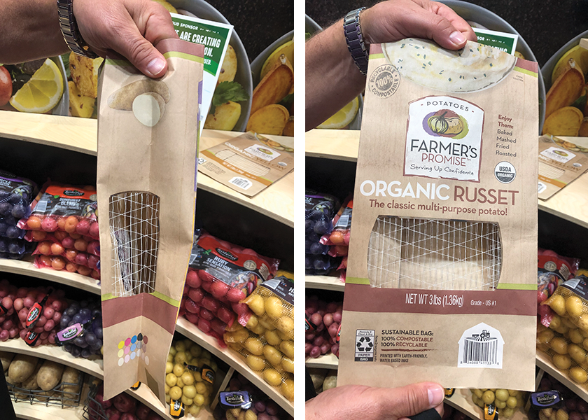 RPE featured at its Southern Exposure booth a more sustainable packaging option for its potatoes.