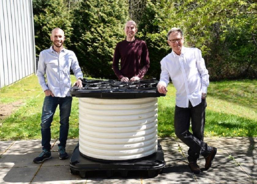 RipeLocker (left to right) lead systems engineer Eric Levi, head of software Andy Harrah and CEO and co-founder George Lobisser with a RipeLocker container.