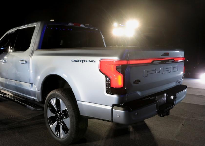 The all-electric Ford F-150 Lightning pickup truck is unveiled at the company's world headquarters in Dearborn, Michigan, U.S., May 19, 2021. 
