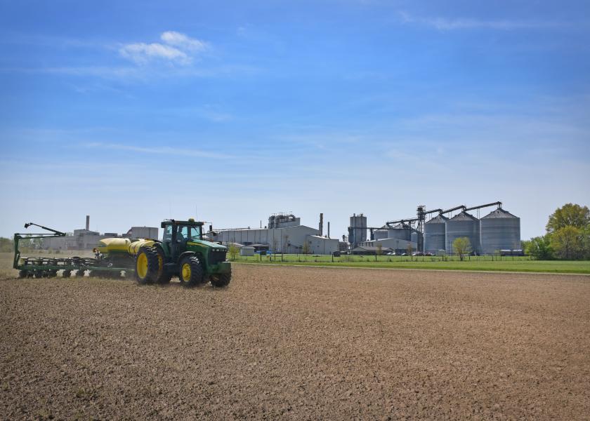 A Missouri farmer plants the 2021 corn crop adjacent to the Poet Ethanol plant located in Laddonia, Missouri. 
