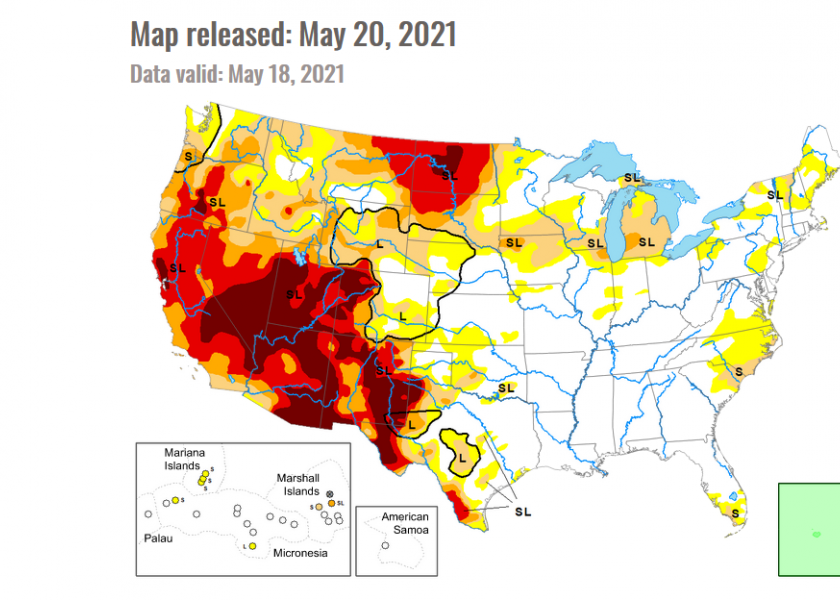 The U.S. Drought Monitor is released each week on Thursday.