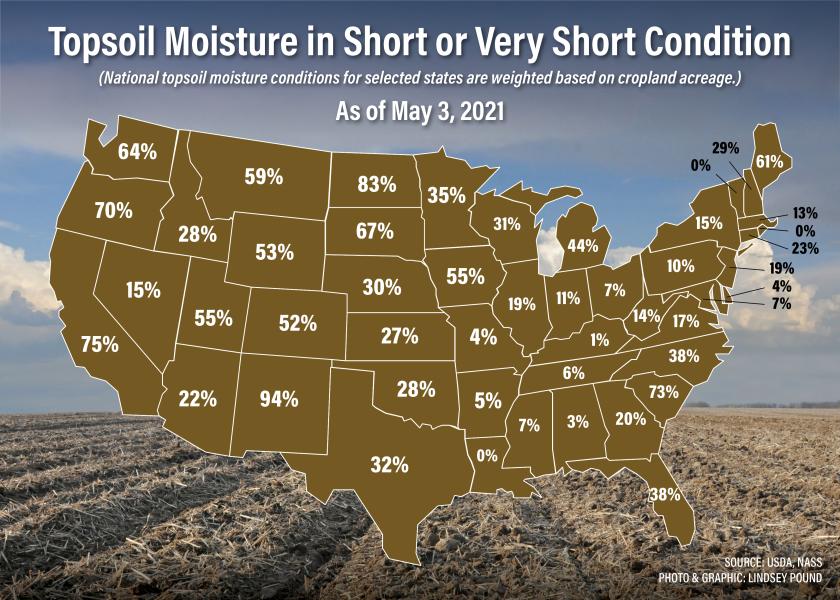 Growing Drought: USDA Indicates 14 States Have No Topsoil Moisture in Surplus Conditions