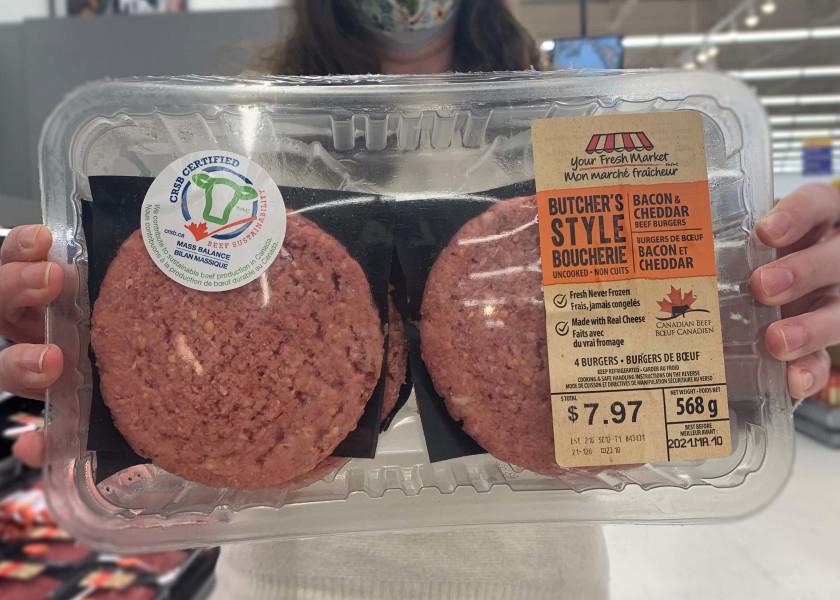 Certified sustainable "Your Fresh Market" beef patties.