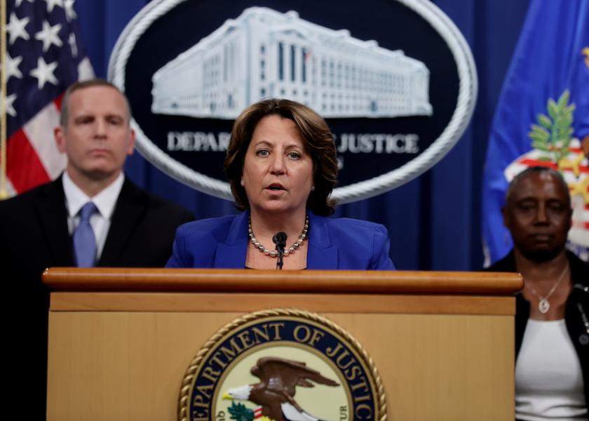 FBI Deputy Director Paul Abbate speaks about the May 2021 Darkside Ransomware attack on Colonial Pipeline as Acting Assistant Attorney General Nicholas L. McQuaid of the Criminal Division and Deputy U.S. Attorney General Lisa Monaco listen during a news conference at the Justice Department in Washington, U.S., June 7, 2021. 
